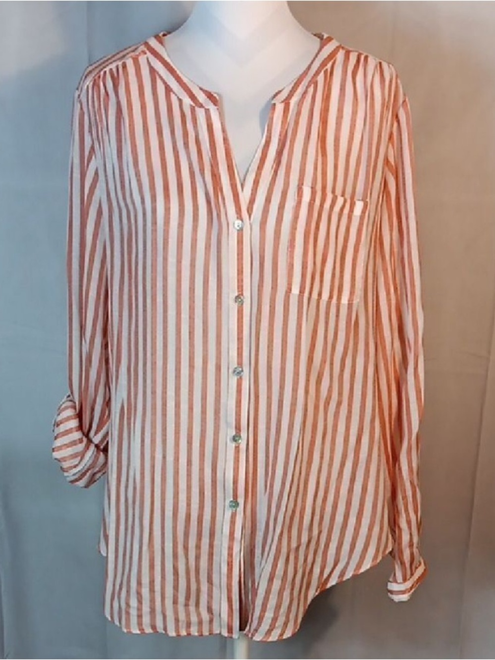 Zac & Rachel Orange and White Striped Top